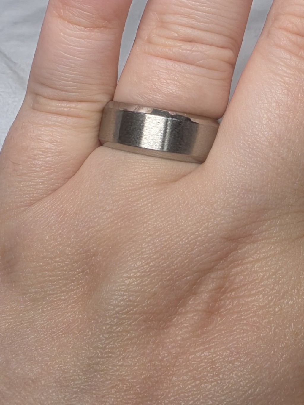 Womens Brushed Silver Stainless Steel Band Ring Size 7
